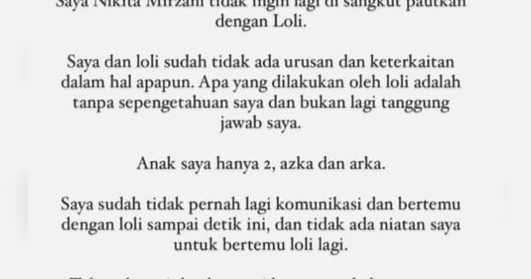 Tegas! Nikita Mirzani Hapus Lolly dari Daftar Ahli Waris